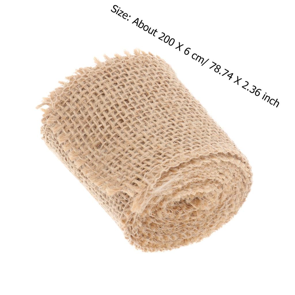 Natural Color Jute Burlap Ribbon Roll 2M Length 6Cm Width Eco Friendly Burlap Ribbon Green for Christmas Wedding Decoration Wrap