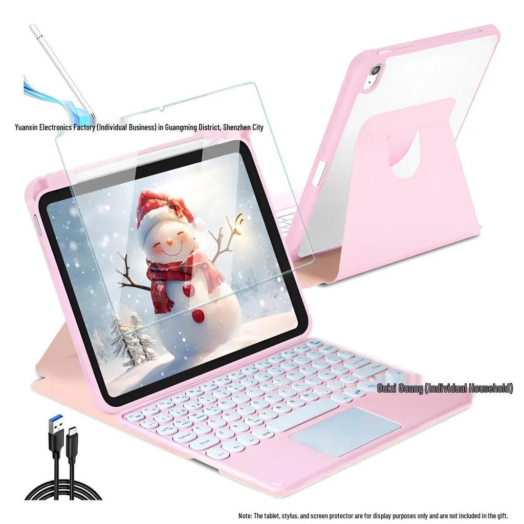 Samsung S10 Lite/S9 FE Tablet Case with 360° Rotating Magnetic Leather Cover and Wireless Bluetooth Keyboard