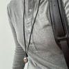 Fashionable Aventurine Buckle Pendant Necklace Accessory with Adjustable Length Leather Cord for Men and Women Daily Use