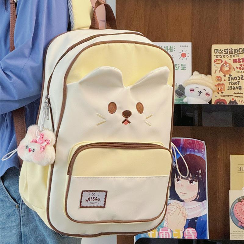 Schoolbag1011 New Japanese Primary and Secondary School Student Schoolbag Cartoon Bear Fashion Contrasting Color Large Capacity Soft Girl Student