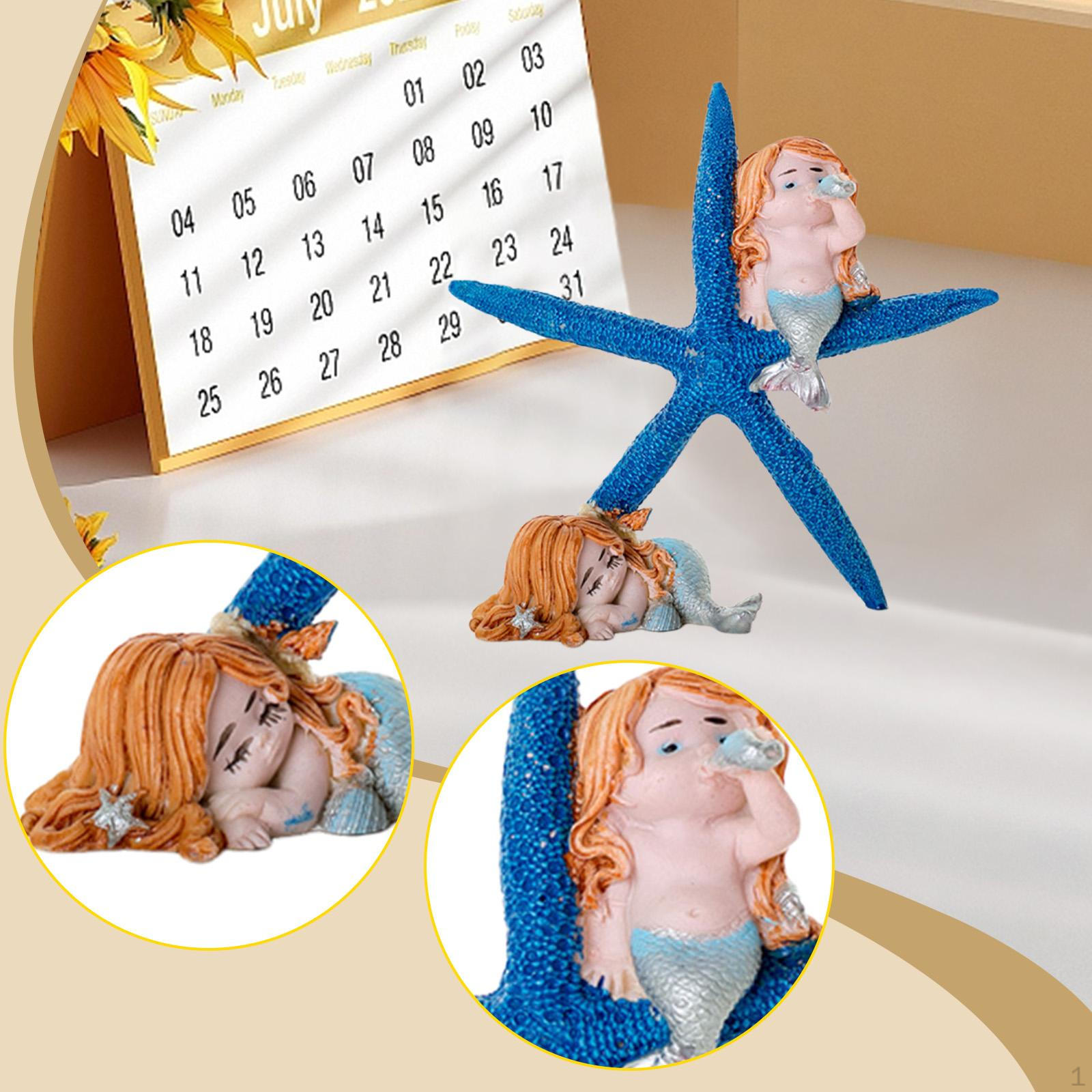 

Статуэтка Русалки Смола Декор Аквариума Художественное Украшение Скульптура для Камина Гостиной синий