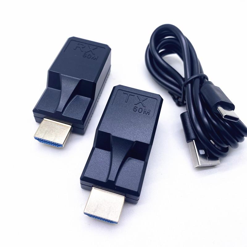 60M HDMI Extender: Single CAT5e/CAT6 to HDMI 1080P, One-Side Power, Full HD Transmission