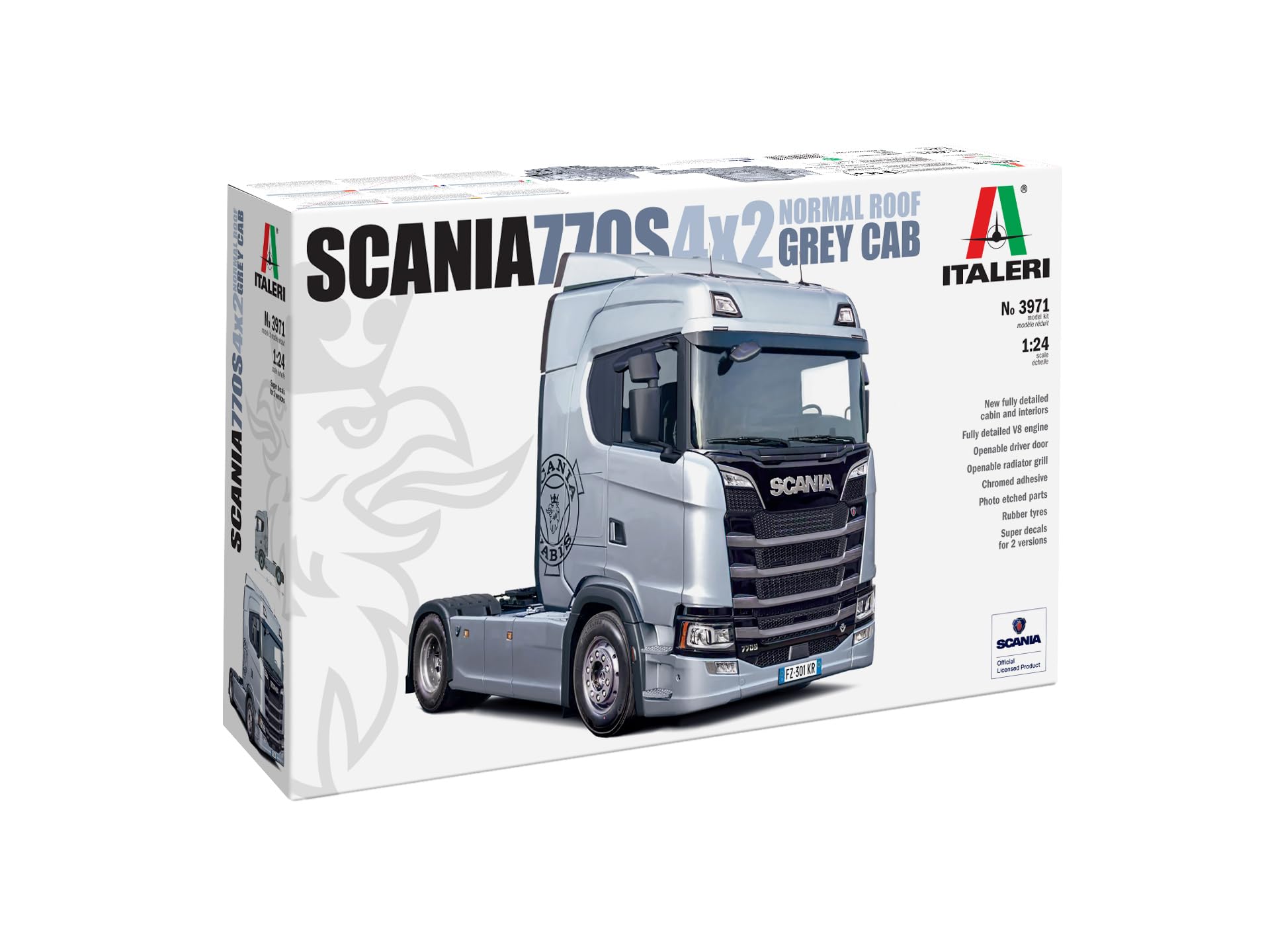 

Italeri Scania S770 4x2 Обычная кабина серого цвета Пластиковая модель IT3971 1/24 (Машина)