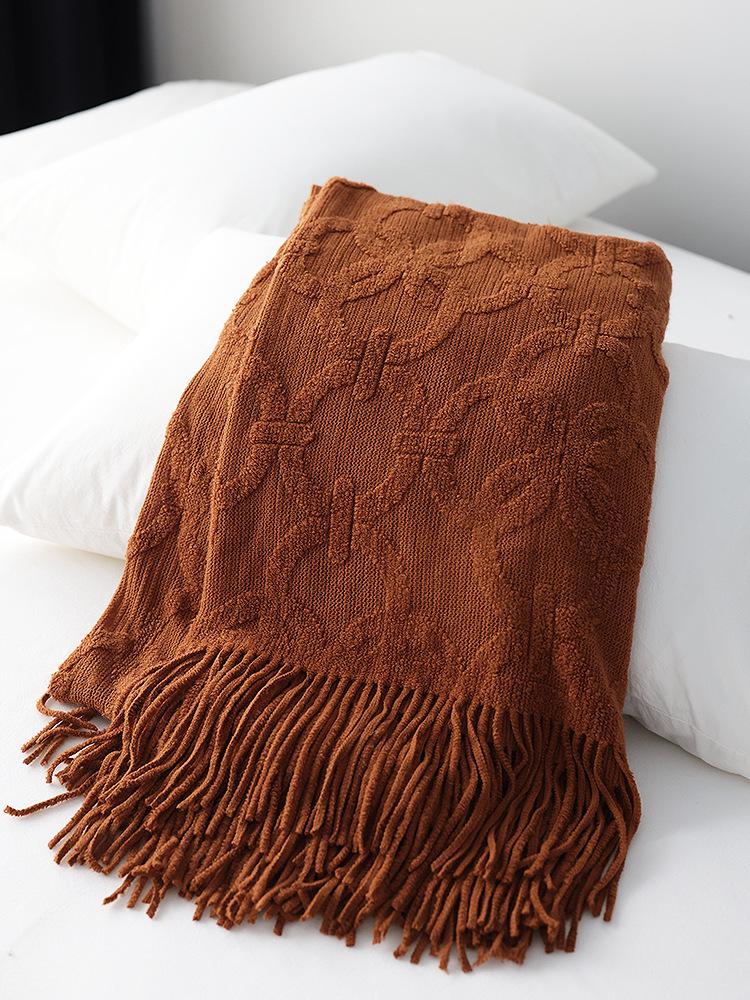 Runner da letto e coperta in maglia nordica - Tessuto morbido, sciarpa decorativa per letto o divano