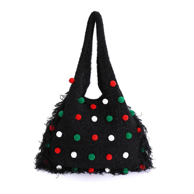 Damentasche: Stilvoll und lässig, Perlenbesetzte Ein-Schulter-Tasche, Stricktasche mit großem Fassungsvermögen