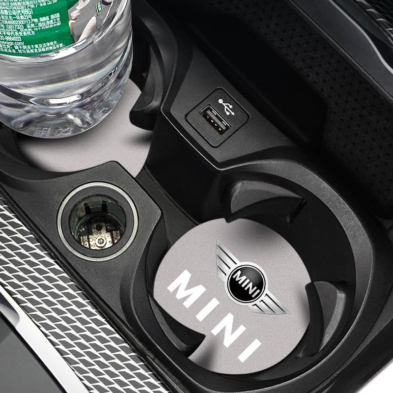 2Pcs Car Water Cup Bottle Holder Anti-slip Mat Pad Suede For Mini Cooper JCW Works F54 F55 F56 F57 F60 R50 R52 R53 R55 R56 R57 Uylez55
