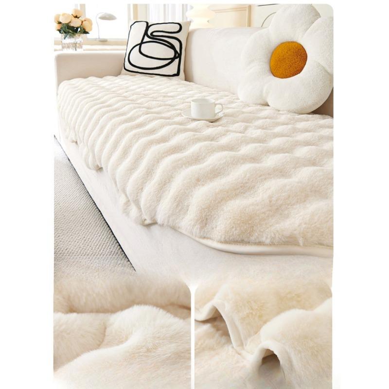 Odchlupený angorský kožený polštář na pohovku Zimní plyšový polštář Podzimní a zimní protiskluzový potah Krycí látka