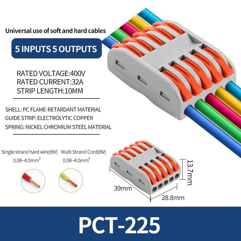 10/1000Pcs SPL-2/3/4/5 Mini Quick Wiring Terminal 2-In 2-Out,3-In 3-Out Parallel Wire Connection Connector, Press Type