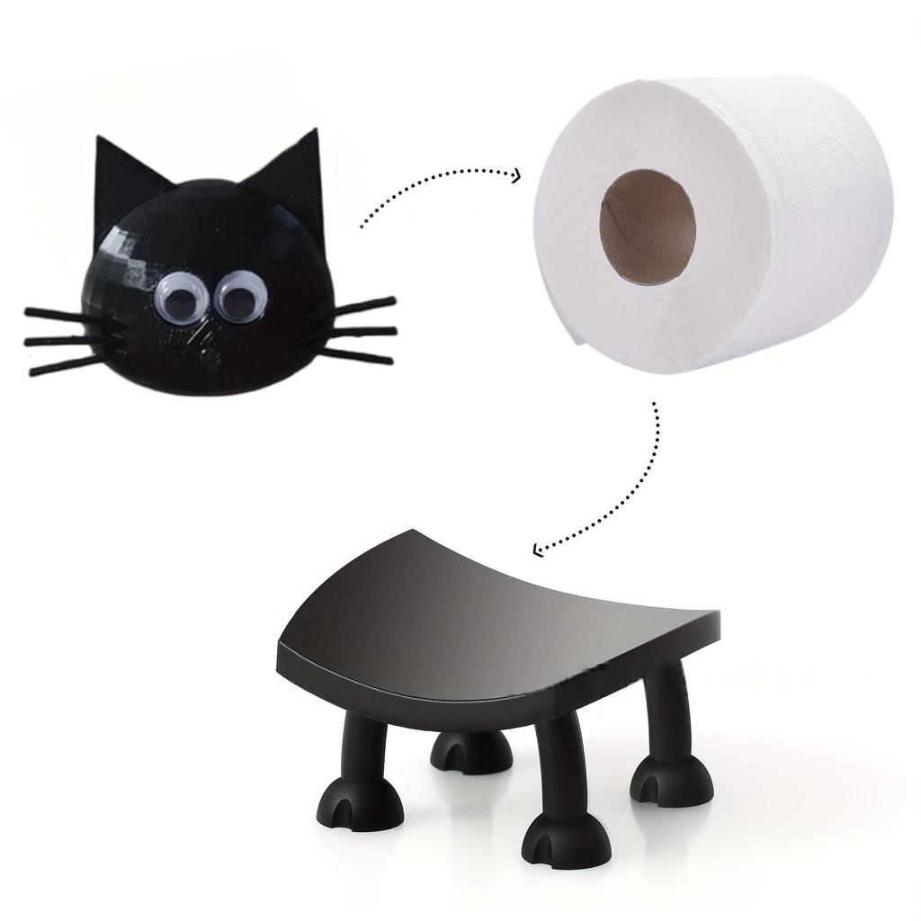 Cat Toilet Roll Holder, Toilet Paper Holder, Funny Toilet Paper Holder, Bathroom Decor, 3D Printed Black-Cat Loo Roll Holder,Paper Towel Roll Storage