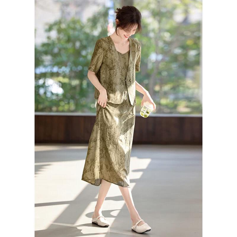 XWI New Chinese Style Floral Sling Dress Set M