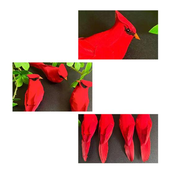 Uccello Rosso Realistico, Artigianato in Schiuma con Piume Simulate, Uccello Artificiale Realistico Decorazione per Albero di Natale, Ornamento per Casa e Giardino