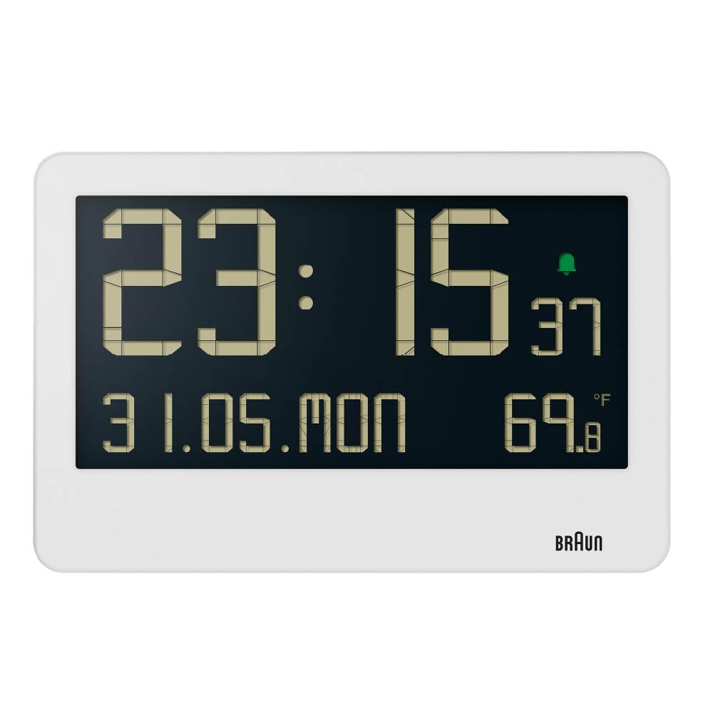 Braun Digital Wall White Clock/Table Clock, BC14W,