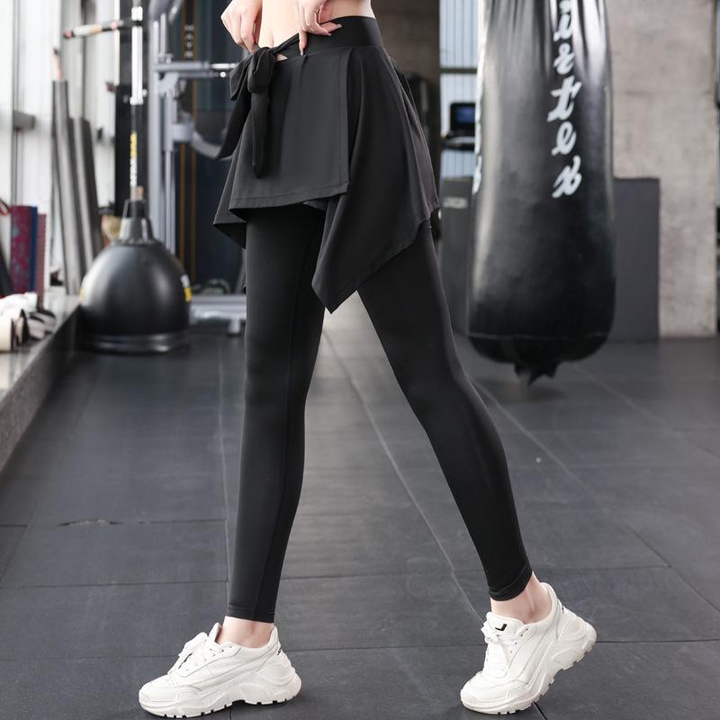 Pantalon Jupe de Yoga Taille Haute pour Femme - Amincissant, Soie Glacée Respirante, Style Deux Pièces pour la Course et le Fitness