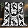 VIKAMA Dark Gothic Crow Blanket Antique Arch Raven Star Moon Print Soft Warm Halloween Holiday Gift Dorm Office Sofa Throw