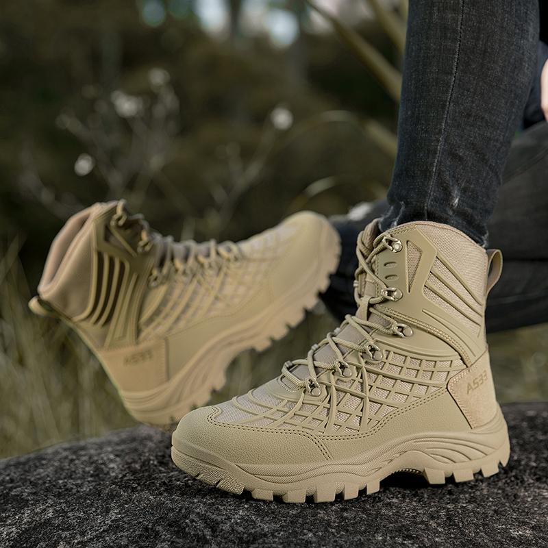 Fashion Men Tactical Boots Lace Up Military Army Boot Unisex Work Hiking Shoe Desert Waterproof Brand Climbing Shoe Male Ankle Size Plus