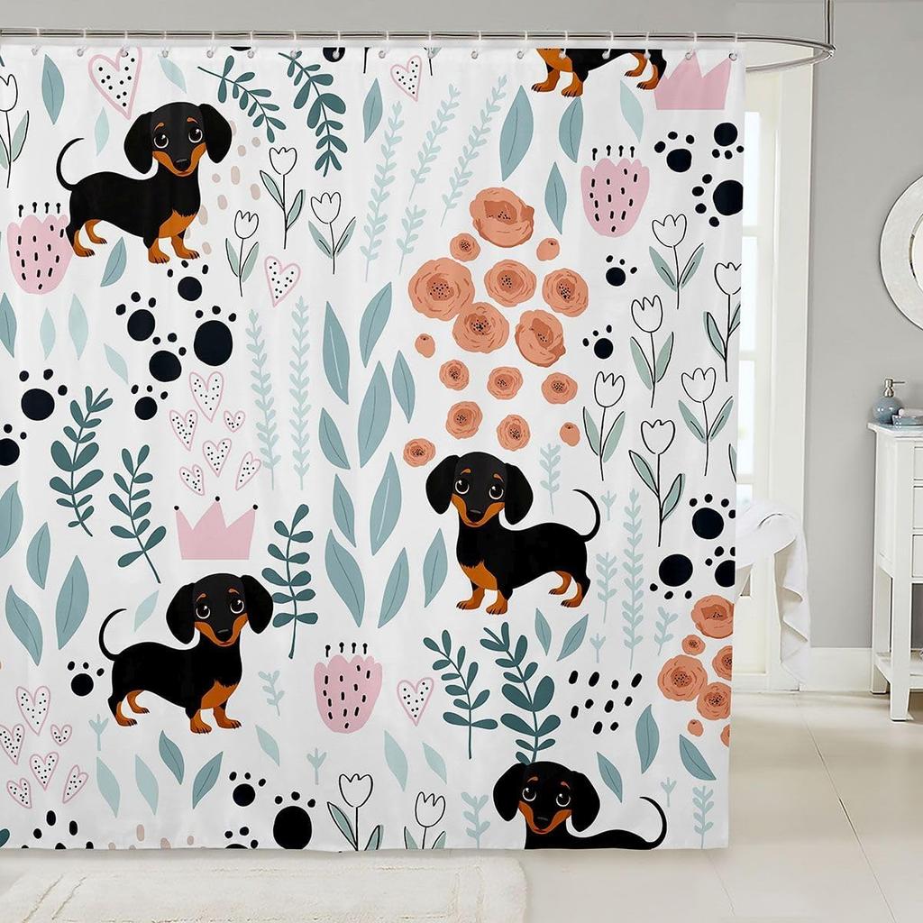Sött Enhörning Duschdraperi Set Flickor Barn Pojkar Lila Enhörning Badrumsgardiner Kawaii Rumsinredning, Regnbåge Vattentätt Badrum