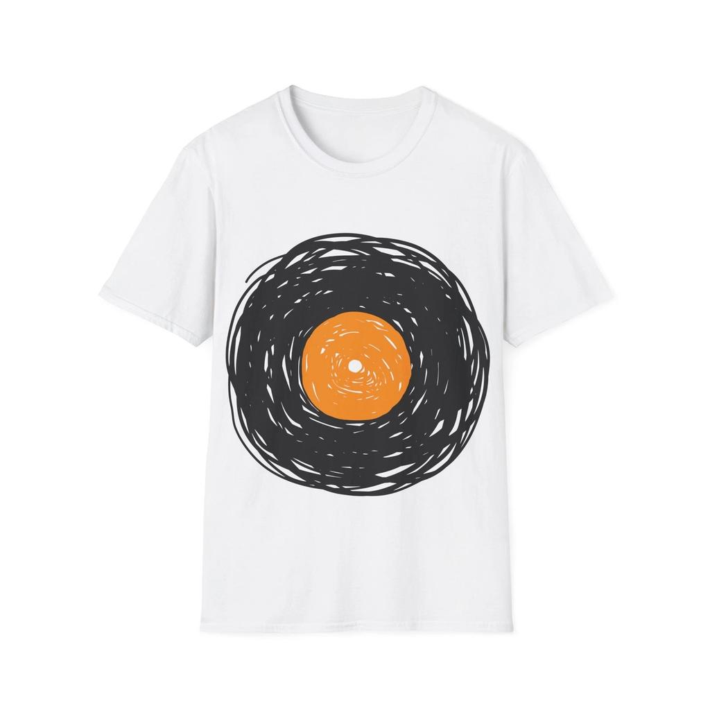 T-shirt con schizzo di album in vinile, Maglietta grafica musicale retrò, Top a vestibilità regolare