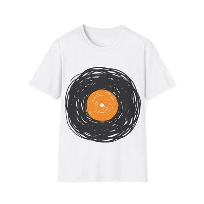 Vinyl-Album Skizze T-Shirt, Retro Musik Grafik-T-Shirt, Regular Fit Oberteil