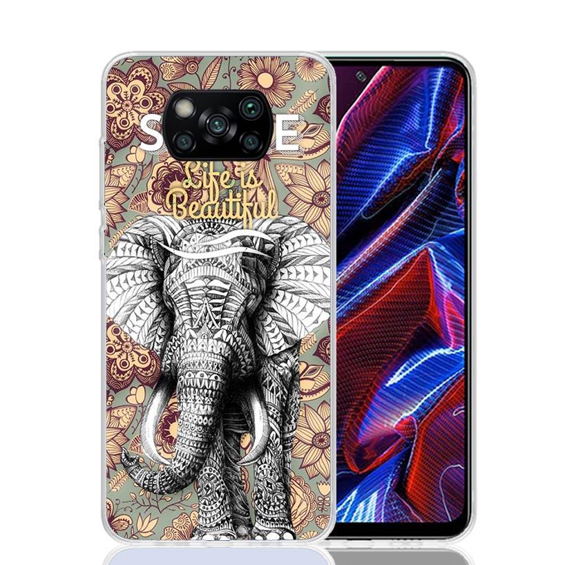 Elephant Mandala Aztec Phone Case For Xiaomi Poco X7 X6 X5 Pro F7 Ultra Redmi 15C 15 13 13C 12 12C 10 10A 10C 9 9A 9C 9T Cover P