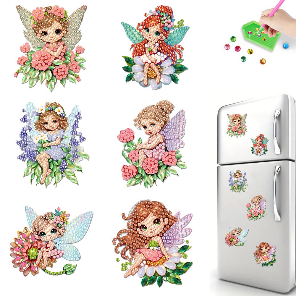 6pcs Acrylic DIY Animals Diamond Painting Magnets DIY Art Fridge Magnet Refrigerator Sticker Refrigerator Diamond Art Magnets