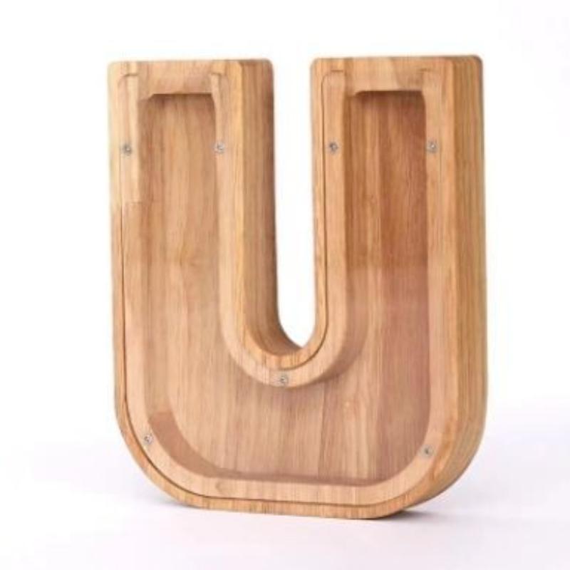 Wooden Letters Piggy Bank DIY Creativity Coin Banknotes Children's Money Box Funny Money Organizer Storage Box Home Decors
