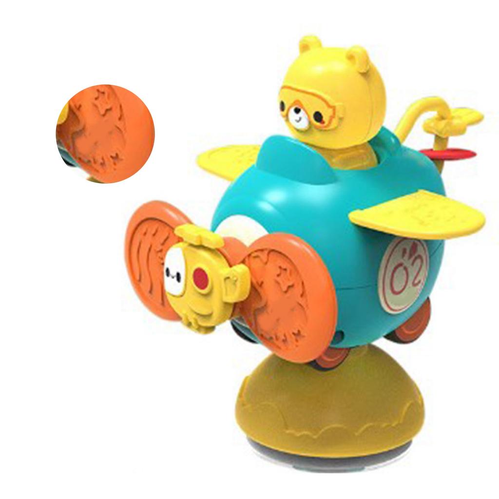 Suction Cup Rotation Toy Detachable Baby Cartoon Car Infant Rotary Top Sensory Toy for Bathing