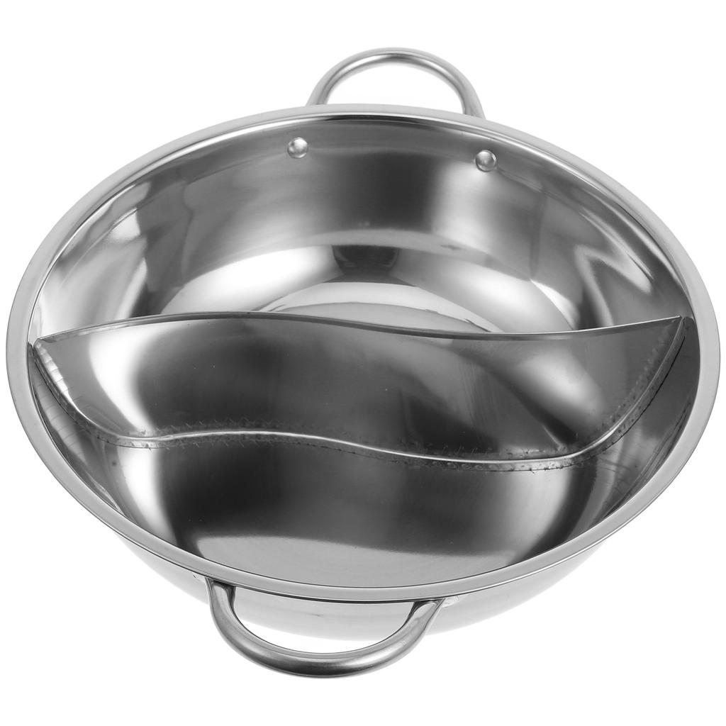 Nerezový Dělený Horký Hrnec Mandarin Pot s Dvojitými Uchy Nerezavějící Pevný Hrnec na Horký Pot pro Čínský pro Indukci