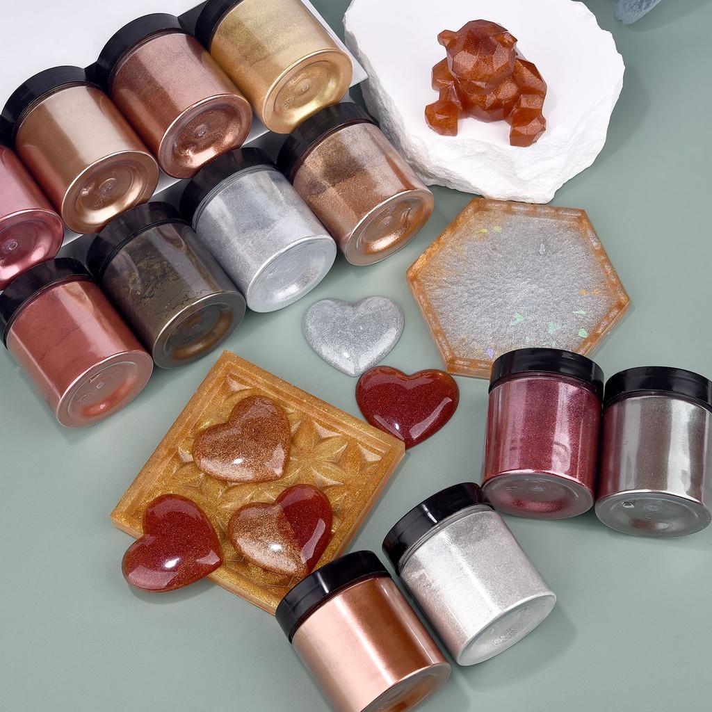 50g 12 Farben Spiegel Metall Textur Perlenpulver Seife Kerze Epoxidharz Form Perlenpigment DIY Schmuck Handwerk Herstellung Zubehör