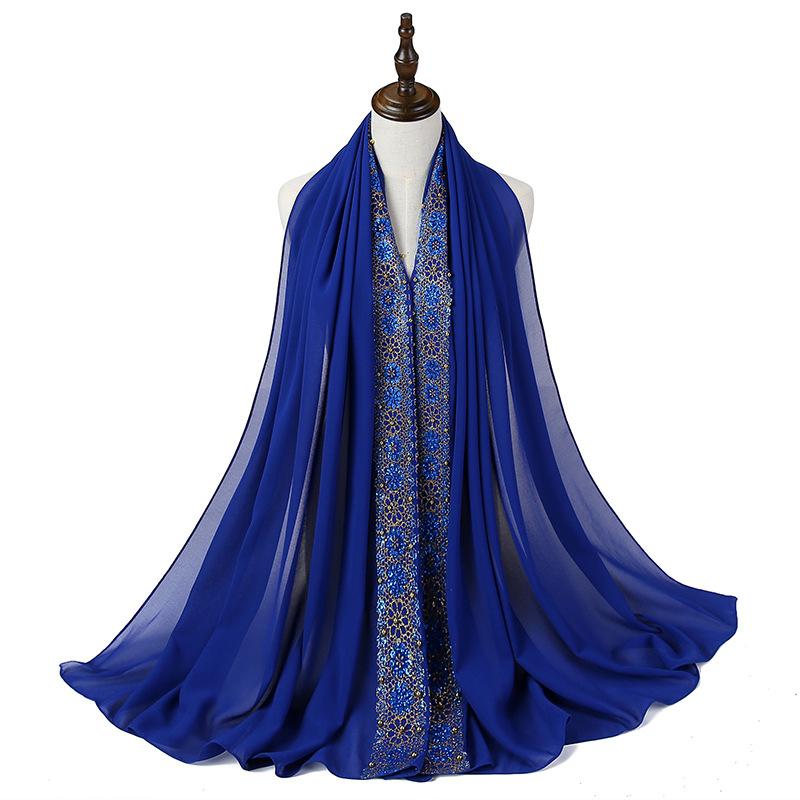 Lenço Hijab de Chiffon Bolha com Renda para Mulheres Muçulmanas Foulard Femme Musulman Lenços de Cabeça Islâmicos Toucados Árabes