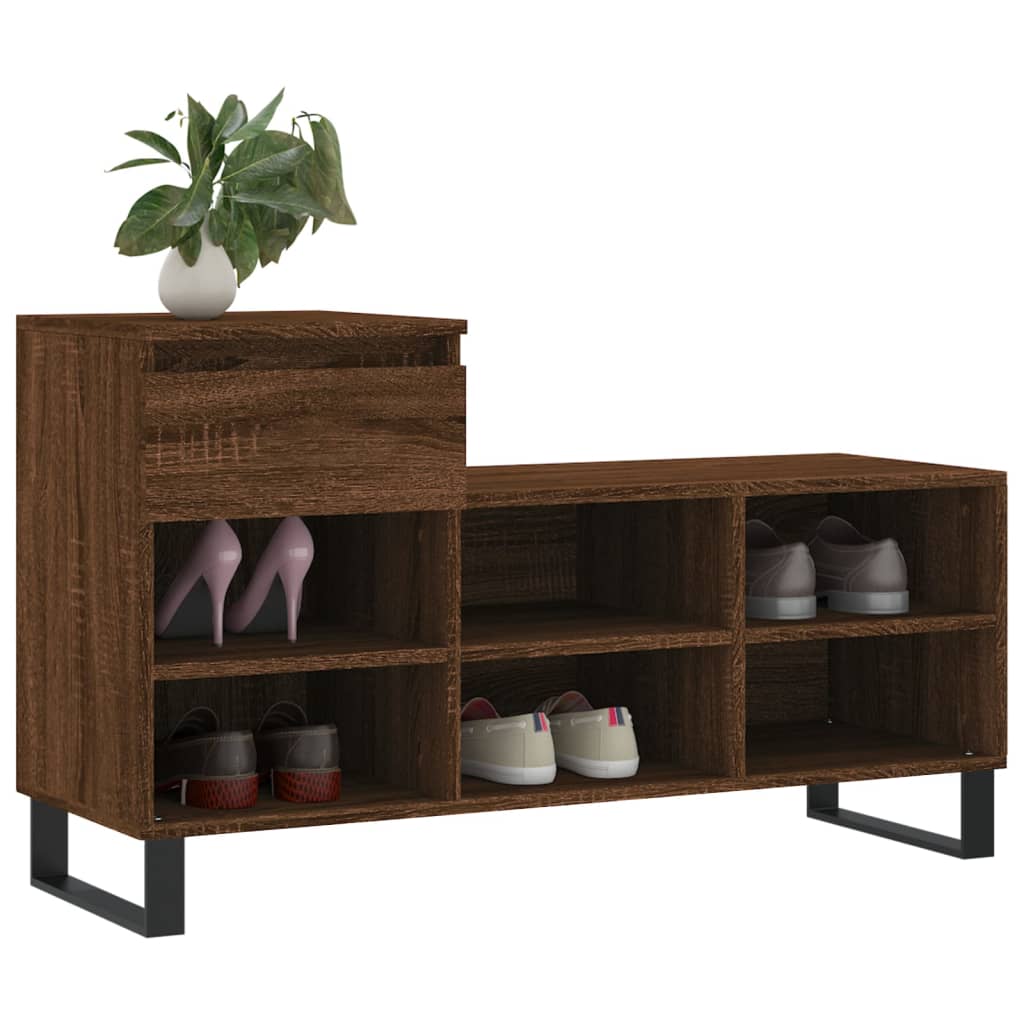Shoe Rack Brown Oak Effect 102 x 36 x 60 cm Engineered Wood