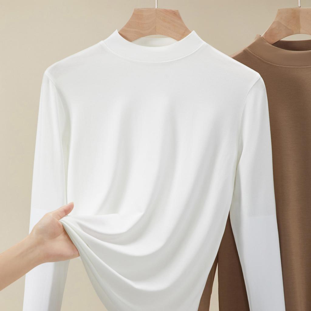 White bottoming shirt women's summer inner new versatile semi-turtleneck top
