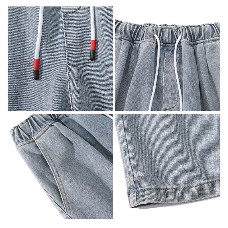 Wassup Sohot Men's Summer Drawstring Denim Shorts