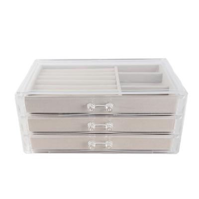 Acrylic Jewelry Organizer Clear Acrylic Beige Drawer Desk Storage Jewelry Box for Stud Earrings
