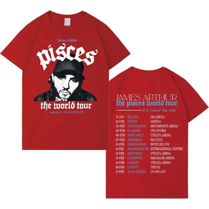 Rapper James Arthur 2026 TShirt Pisces World Tour TShirt Unisex Fashion Short Sleeve TShirt Loose Comfortable Street Style
