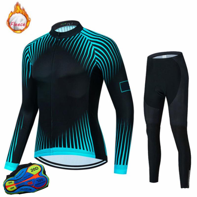 Radbekleidung Herren Trikotanzug Outdoor Riding Bike MTB Kleidung Trägerhosen Set Warm 2025 NEU Team Winter Thermofleece
