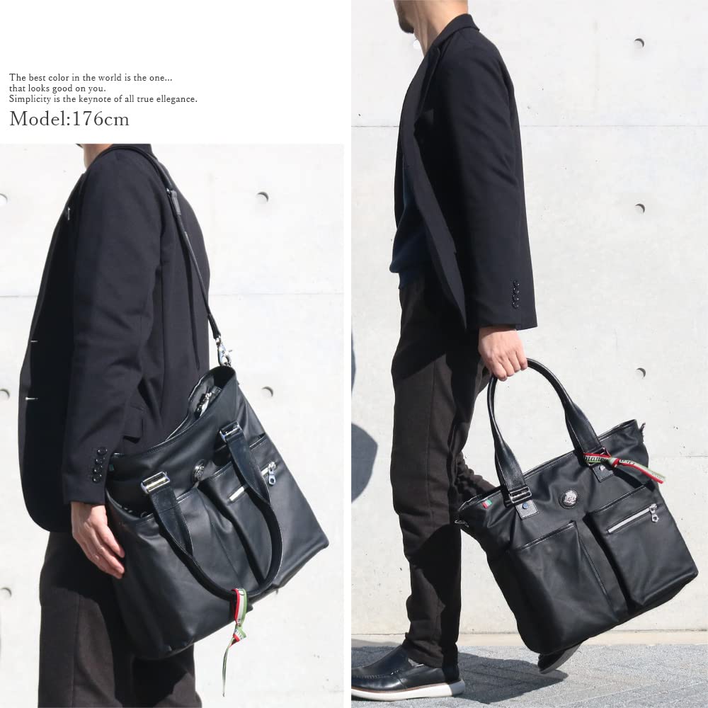 Orobianco Tote Premium Genuine Horsehide Large Made In Brand Commuter Genuine SENZANOME-C (NERO/Black) Bag, Leather, Capacity, Men's, Italy, Name,