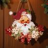 Vintage Style Wooden Pendant Santa Claus Hanging for Christmas, Rustic Floral Wall Sign, Christmas Door Sign Tree Ornament with Hemp Rope Home Office