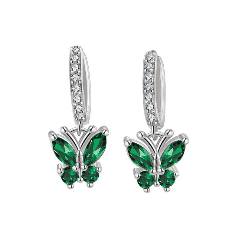 VENTFILLE 925 Sterling Silver Exquisite Zircon Colorful Butterfly Sparkling Earrings For Women Gift Jewelry Dropshipping