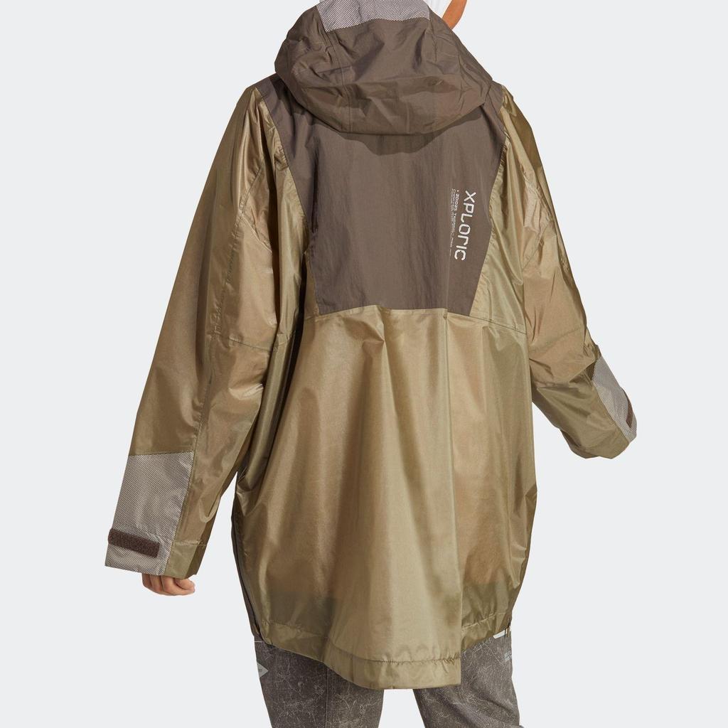 adidas Terrex X And Wander Collaboration SS23 Color Block Outdoor Waterproof Hooded Jacket Women Jackets Dark-Olive-Green HR7145