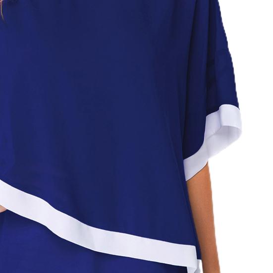 Dámská letní halenka s netopýřími rukávy a temperamentem, s kulatým výstřihem, nepravidelná dvouvrstvá patchworková šifonová košile