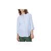 Striped Pointed Collar Single-Breasted Long Sleeve Shirt Women Shirts Sky-Blue 464805-63