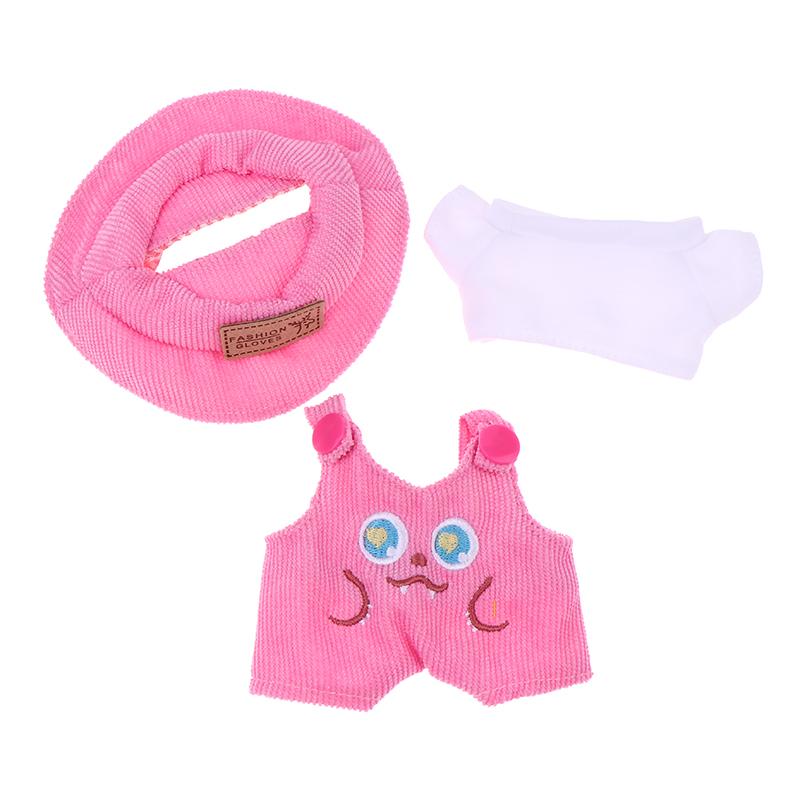 For 17cm Labubus Doll Clothes Accessories White Shirt Hat Animal Overalls Set
