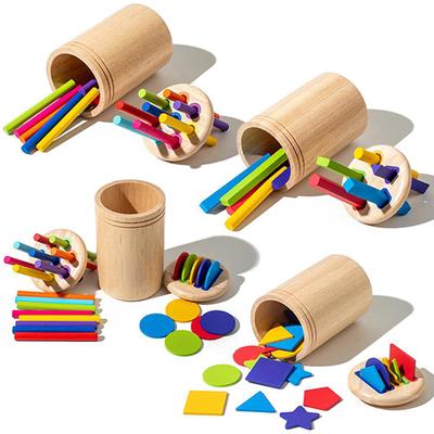 Baby Sensory Play Montessori Toys Color Shape Sorting Box Object Permanence Coin Stick Parish Kids Early Educational Wooden Toys