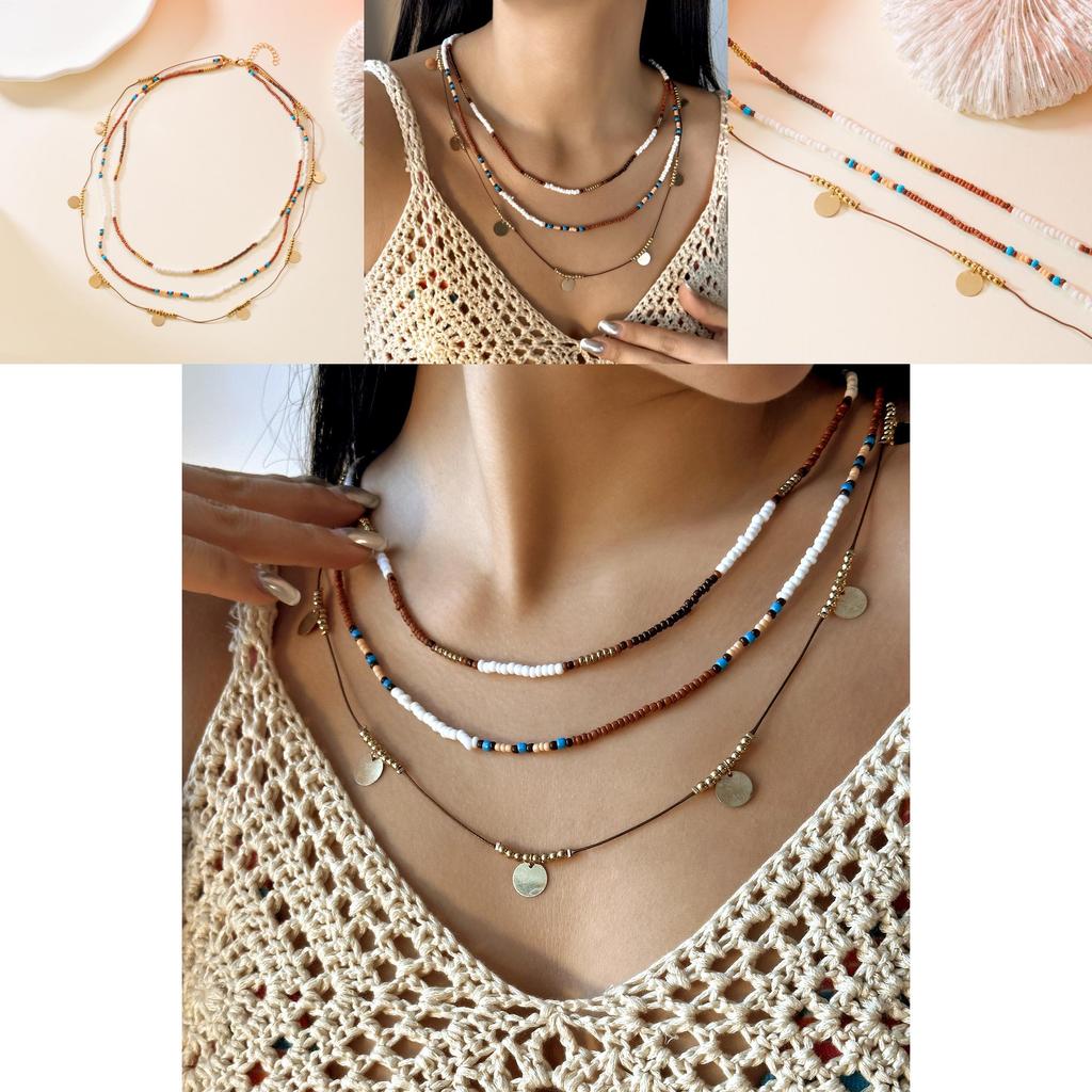 Bohemian Beaded Necklace Jewelry With Acrylic Pendants For Fashionable Women