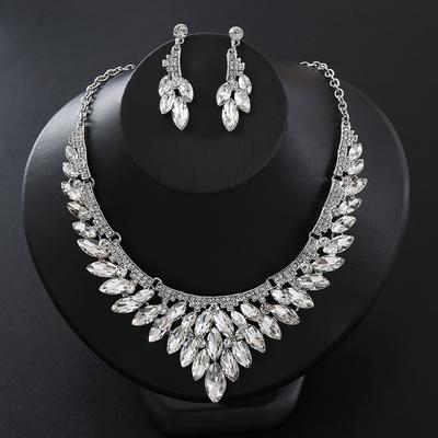 European and American Luxury Alloy Jewelry Set Bridal Banquet Dress Crystal Necklace Earrings Fashion Versatile Jewelry 2026