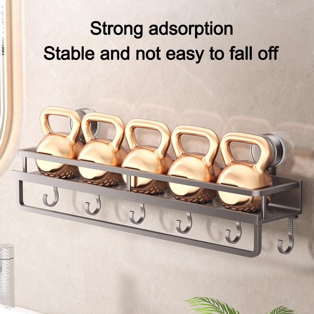 Aluminum Wall Shampoo Holder Suction Cup Shower Organizer Shelf Multifunctional Kitchen Organizer