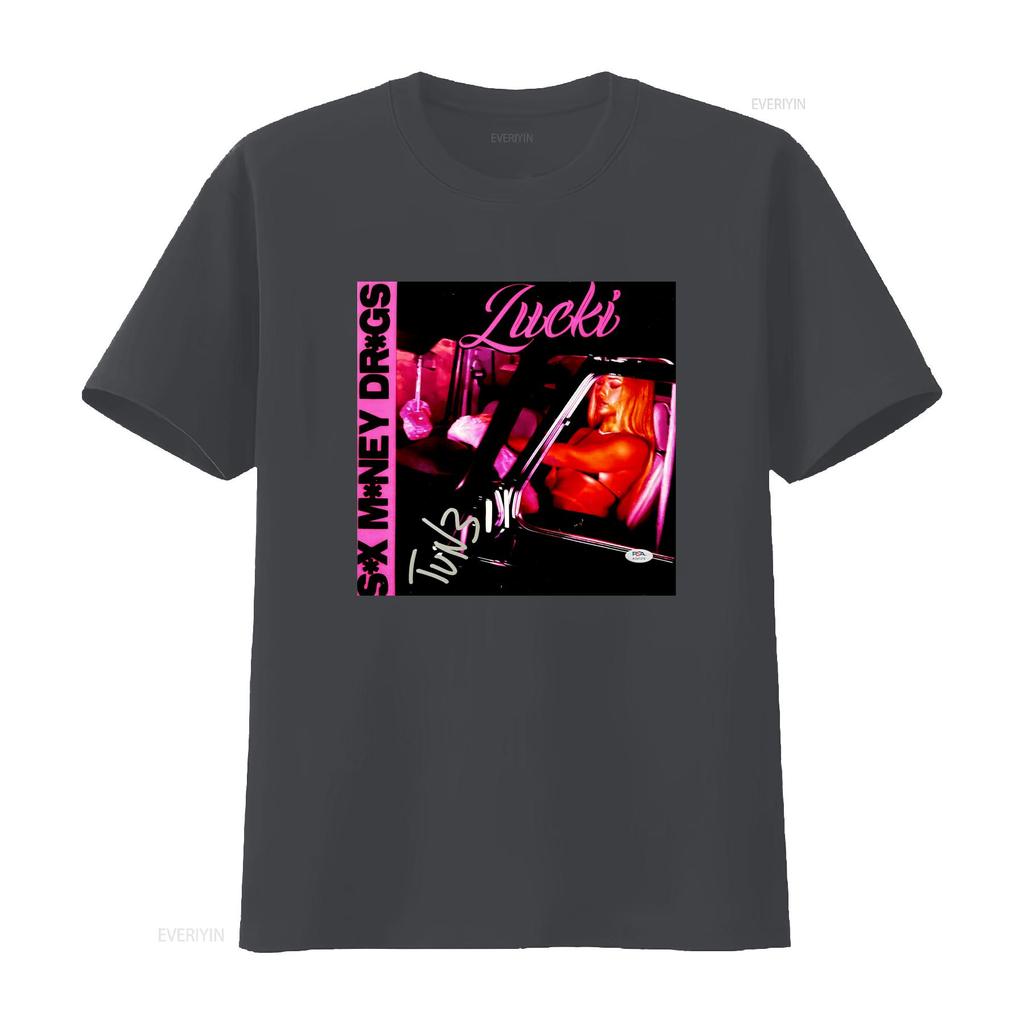 NEW Lucki SMD T Shirt Rapper Black All Size HH vintage Washed graphic Unisex designer clothes Casual Breathable