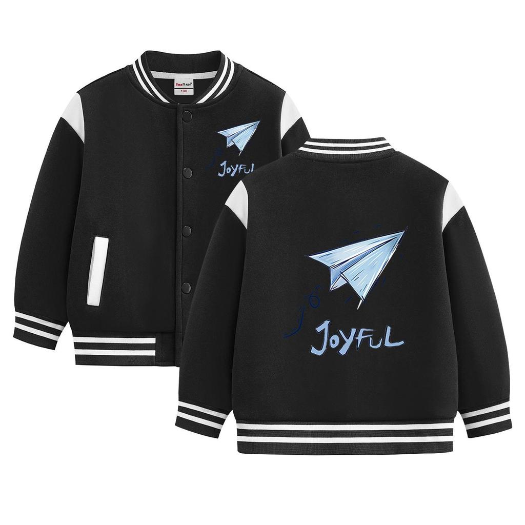 Kids' Autumn/Winter Baseball Jacket - Boys' & Girls' Medium/Large Plus Velvet Spring/Fall/Winter Outerwear