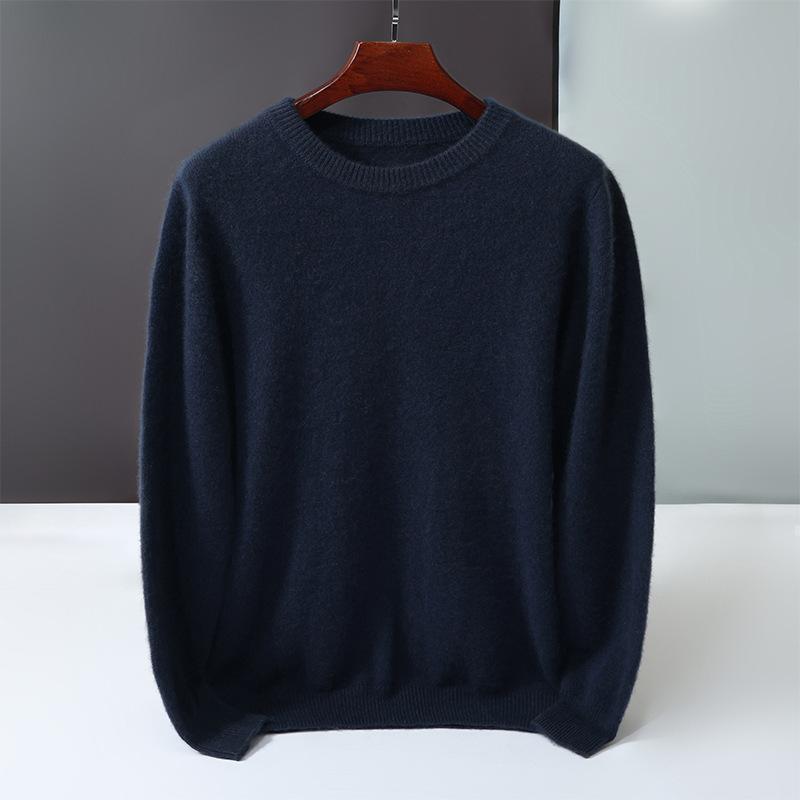 New round neck 100 pure cashmere sweater solid color loose thickened pullover knitted primed warm sweater