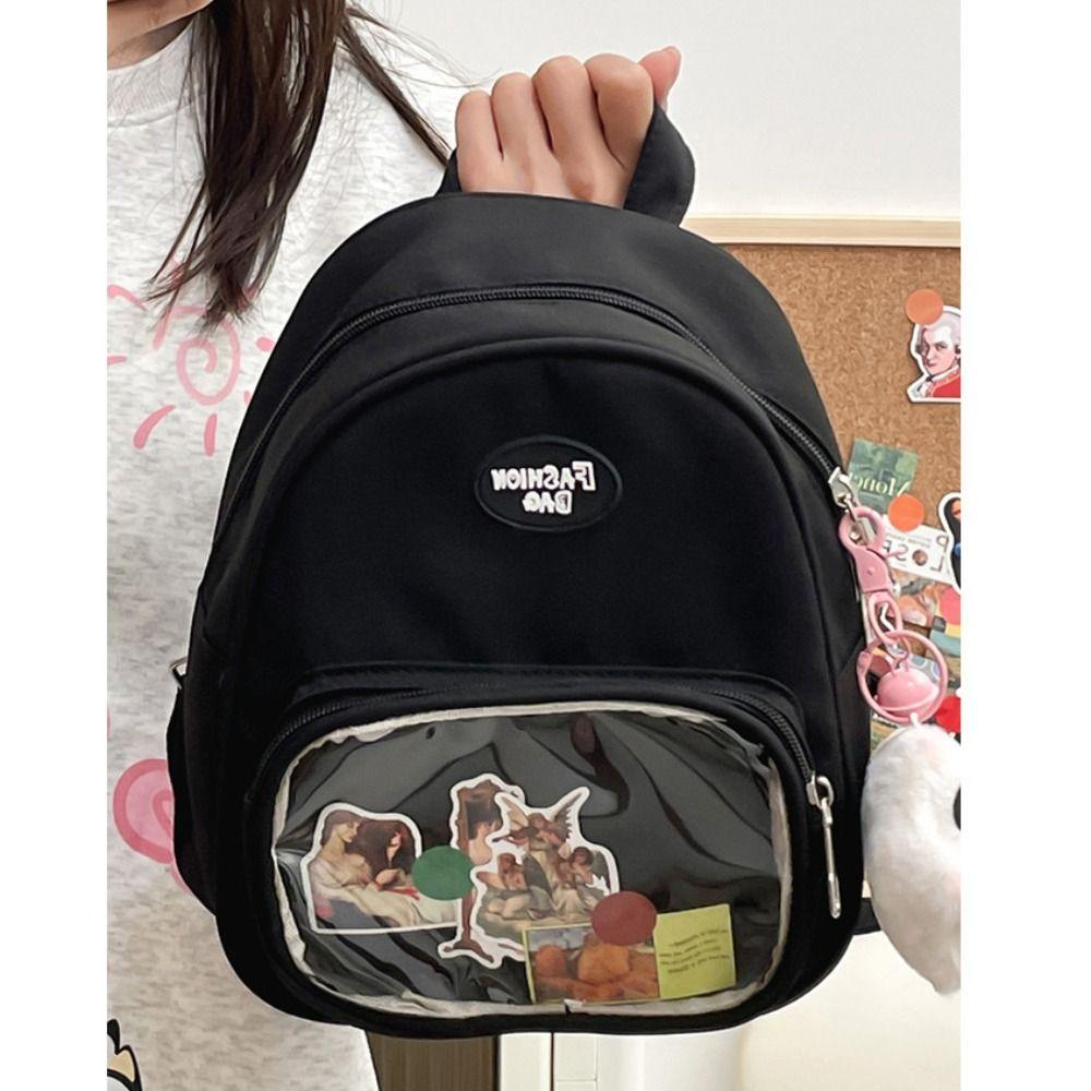 New Nylon Harajuku Backpack PVC Pocket Japanese Style Doll Bag Transparent Kawaii Itabag